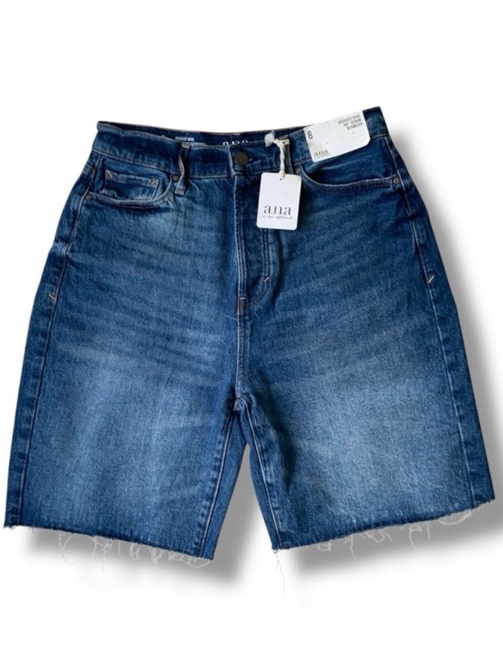 NWT A.N.A. Denim Shorts Highest-Rise 90” Classic Blue Size 8